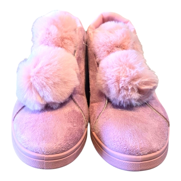 Charles Albert Pink Faux Suede Pom Pom Slip On Sneakers 9 - Picture 1 of 8